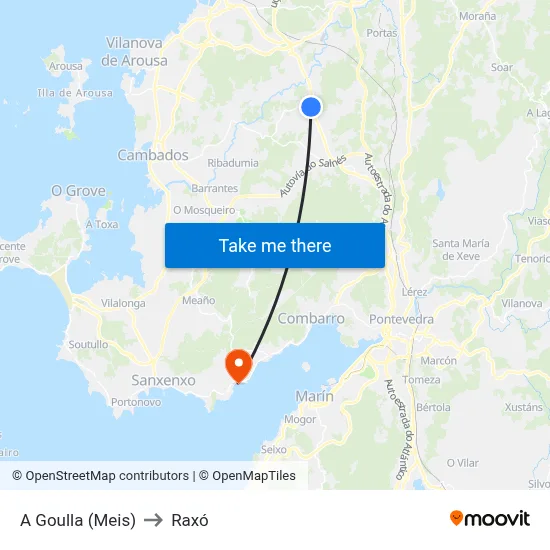 A Goulla (Meis) to Raxó map