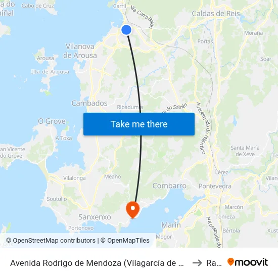 Avenida Rodrigo de Mendoza (Vilagarcía de Arousa) to Raxó map