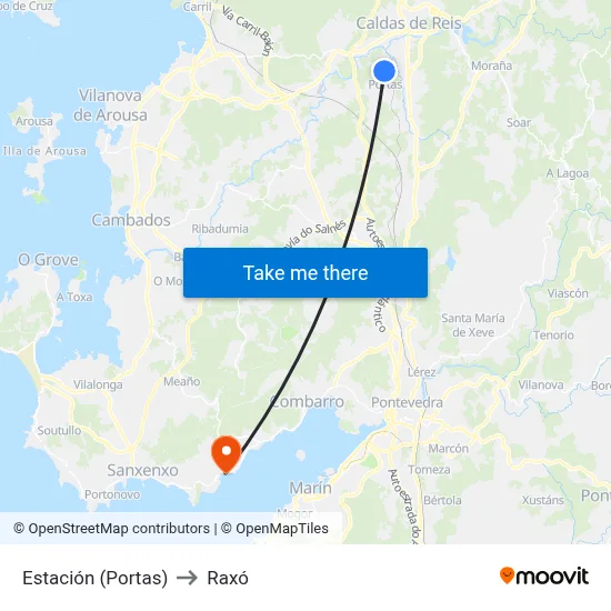 Estación (Portas) to Raxó map