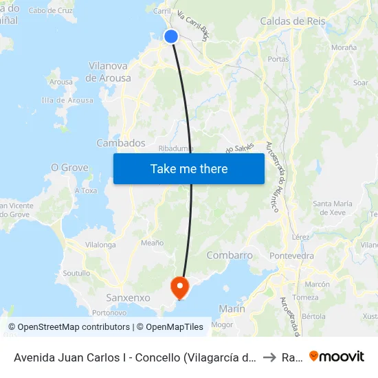 Avenida Juan Carlos I - Concello (Vilagarcía de Arousa) to Raxó map