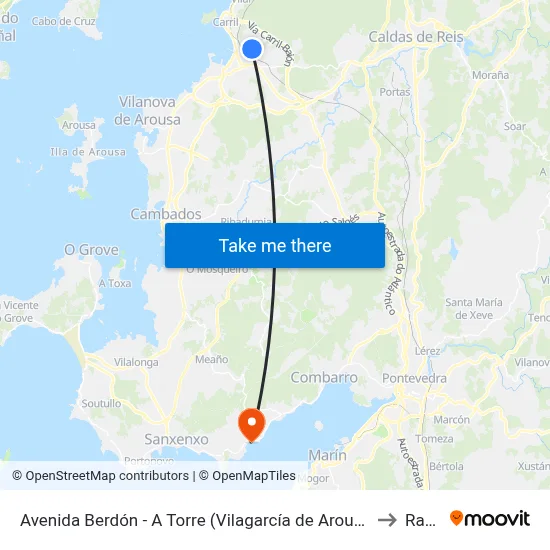 Avenida Berdón - A Torre (Vilagarcía de Arousa) to Raxó map