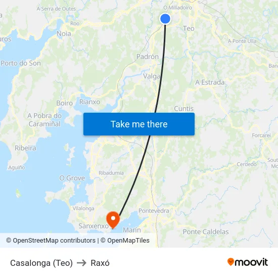 Casalonga (Teo) to Raxó map
