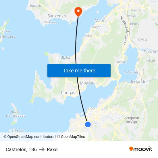 Castrelos, 186 to Raxó map