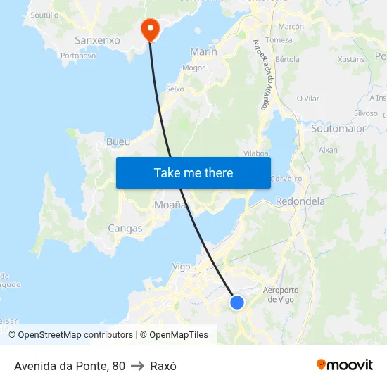 Avenida da Ponte, 80 to Raxó map
