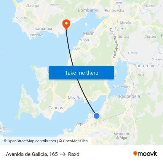 Avenida de Galicia, 165 to Raxó map