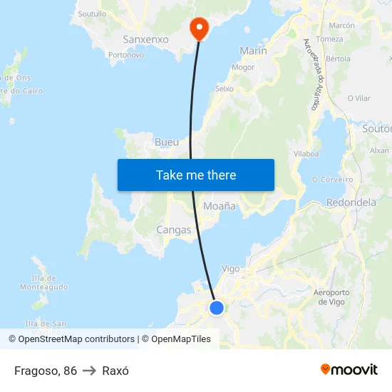 Fragoso, 86 to Raxó map