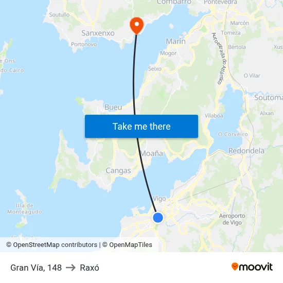 Gran Vía, 148 to Raxó map