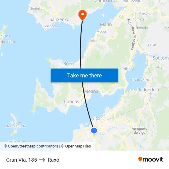 Gran Vía, 185 to Raxó map
