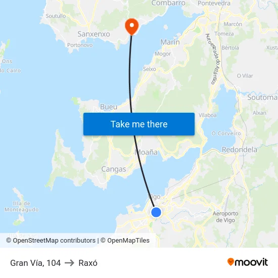 Gran Vía, 104 to Raxó map