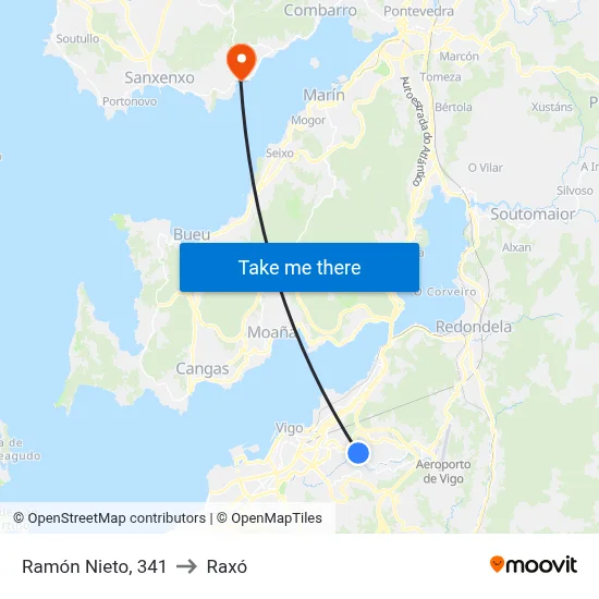 Ramón Nieto, 341 to Raxó map