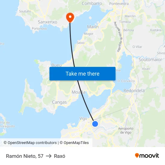 Ramón Nieto, 57 to Raxó map