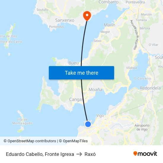 Eduardo Cabello, Fronte Igrexa to Raxó map