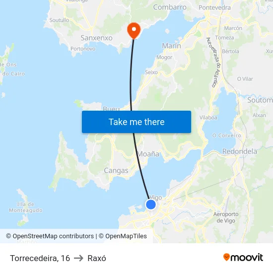 Torrecedeira, 16 to Raxó map