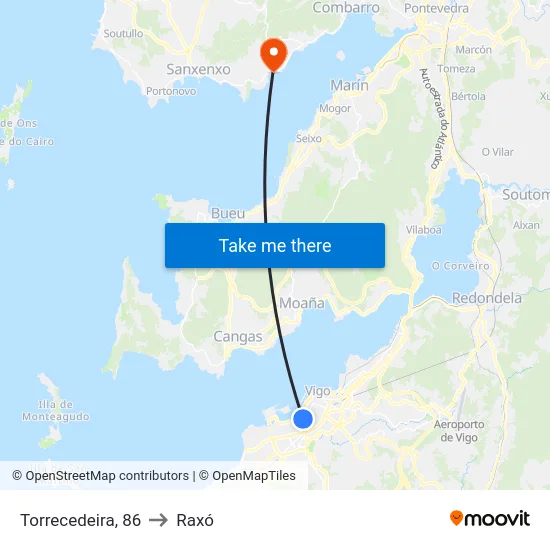 Torrecedeira, 86 to Raxó map