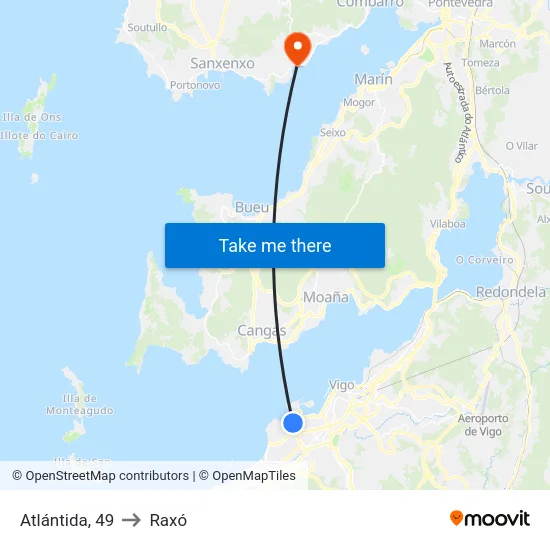 Atlántida, 49 to Raxó map