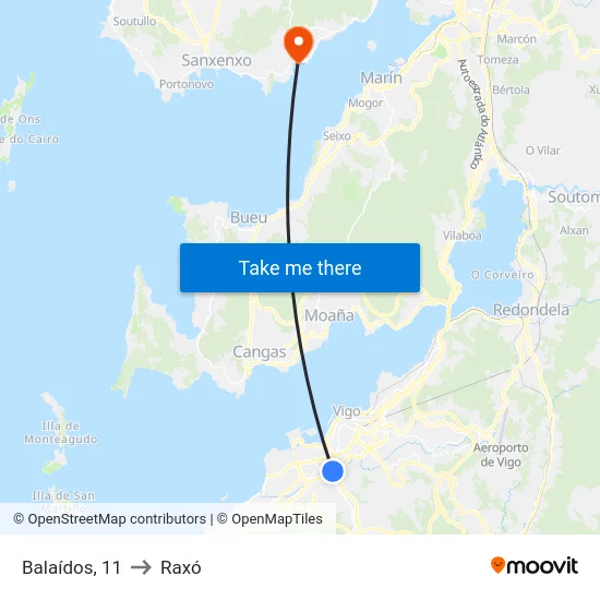 Balaídos, 11 to Raxó map