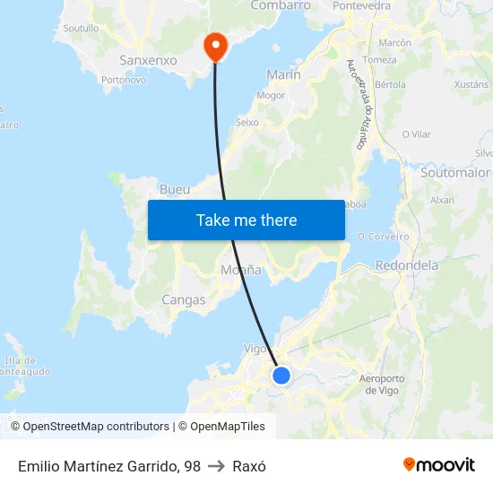 Emilio Martínez Garrido, 98 to Raxó map