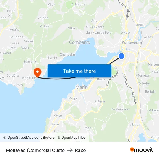 Mollavao (Comercial Custo to Raxó map