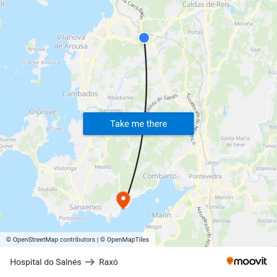 Hospital do Salnés to Raxó map