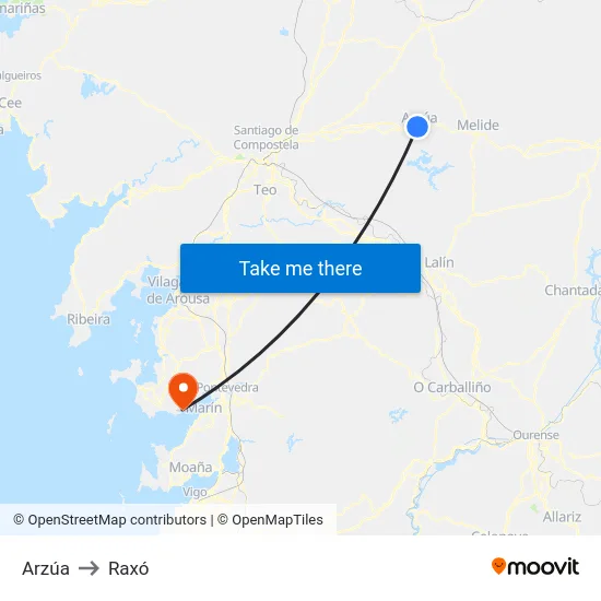 Arzúa to Raxó map