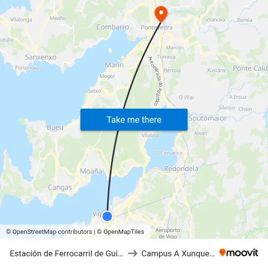 Estación de Ferrocarril de Guixar to Campus A Xunqueira map