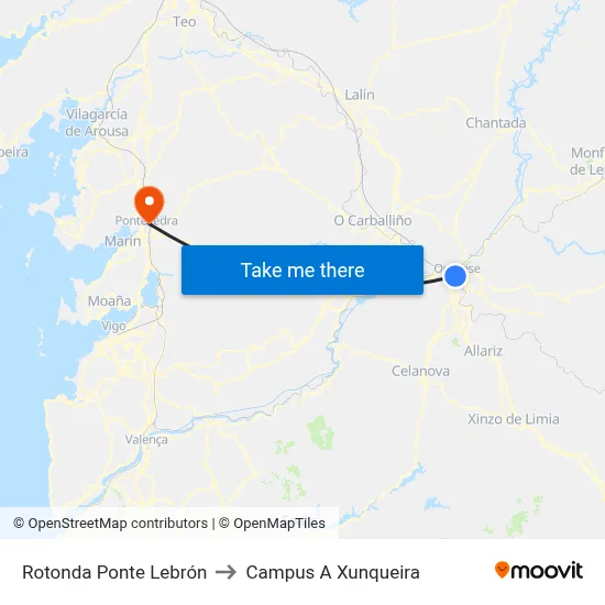 Rotonda Ponte Lebrón to Campus A Xunqueira map