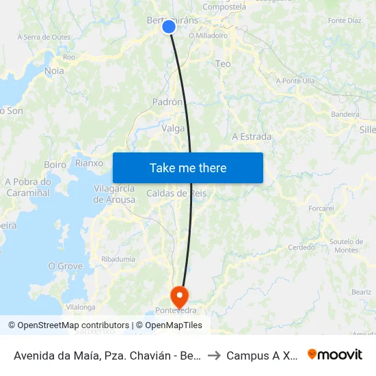 Avenida da Maía, Pza. Chavián - Bertamiráns (Ames) to Campus A Xunqueira map