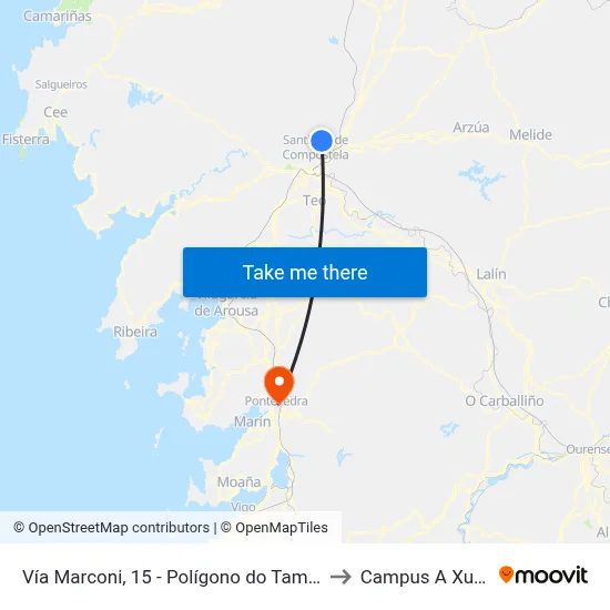 Vía Marconi, 15 - Polígono do Tambre (Santiago) to Campus A Xunqueira map