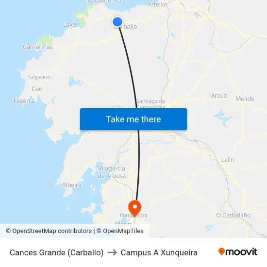 Cances Grande (Carballo) to Campus A Xunqueira map