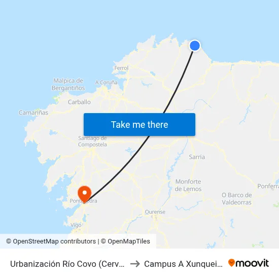 Urbanización Río Covo (Cervo) to Campus A Xunqueira map
