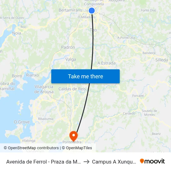 Avenida de Ferrol - Praza da Mercé to Campus A Xunqueira map