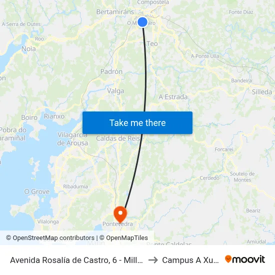 Avenida Rosalía de Castro, 6 - Milladoiro (Ames) to Campus A Xunqueira map