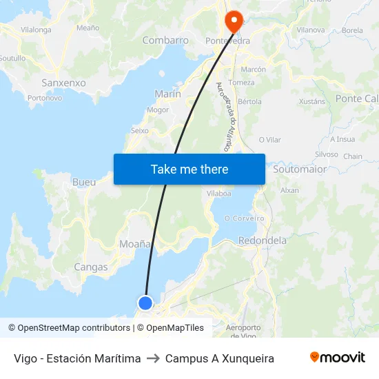 Vigo - Estación Marítima to Campus A Xunqueira map