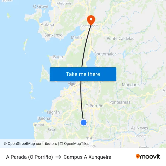A Parada (O Porriño) to Campus A Xunqueira map
