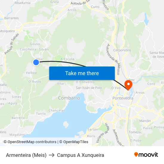 Armenteira (Meis) to Campus A Xunqueira map