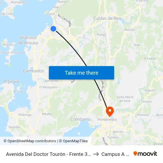 Avenida Del Doctor Tourón - Frente 33 (Vilagarcía de Arousa) to Campus A Xunqueira map