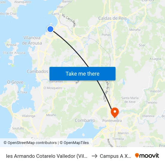 Ies Armando Cotarelo Valledor (Vilagarcía de Arousa) to Campus A Xunqueira map