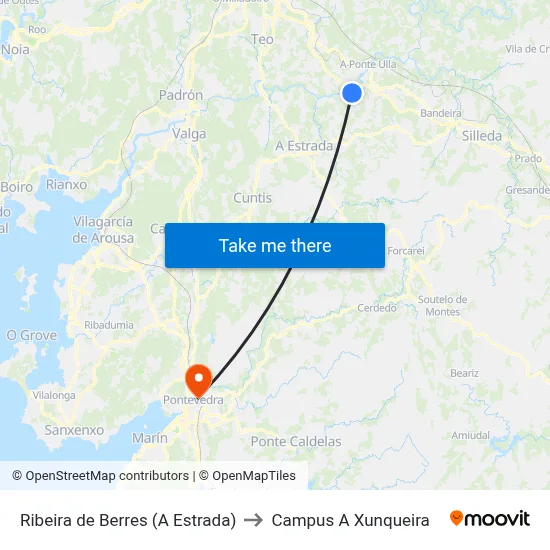 Ribeira de Berres (A Estrada) to Campus A Xunqueira map