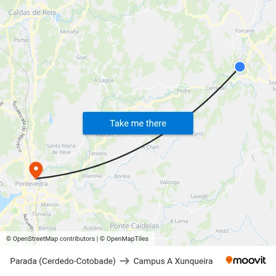 Parada (Cerdedo-Cotobade) to Campus A Xunqueira map