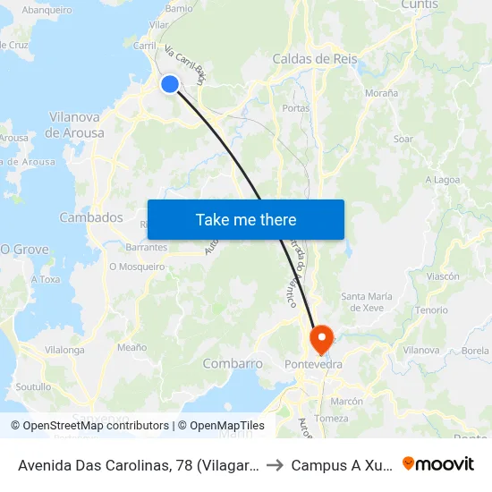 Avenida Das Carolinas, 78 (Vilagarcía de Arousa) to Campus A Xunqueira map