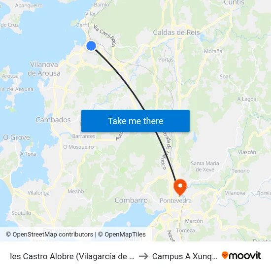 Ies Castro Alobre (Vilagarcía de Arousa) to Campus A Xunqueira map