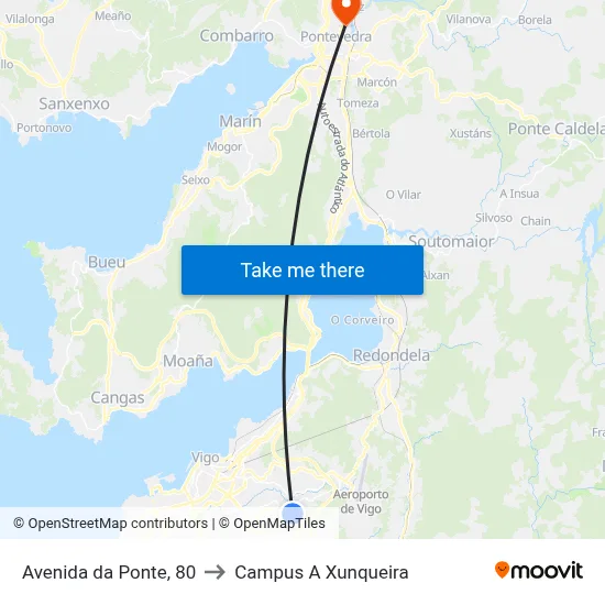 Avenida da Ponte, 80 to Campus A Xunqueira map