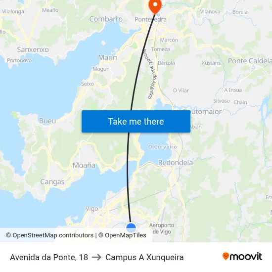 Avenida da Ponte, 18 to Campus A Xunqueira map