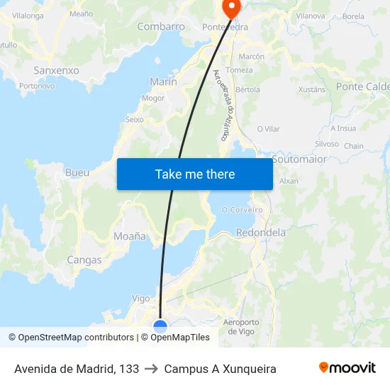 Avenida de Madrid, 133 to Campus A Xunqueira map