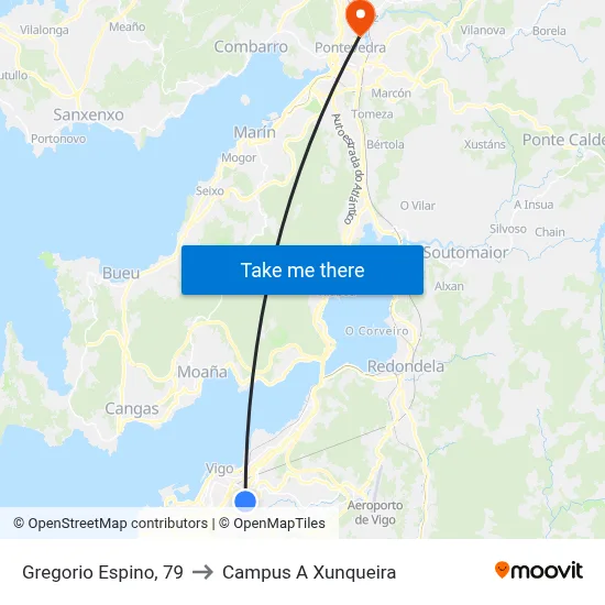 Gregorio Espino, 79 to Campus A Xunqueira map