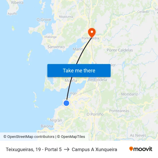 Teixugueiras, 19 - Portal 5 to Campus A Xunqueira map