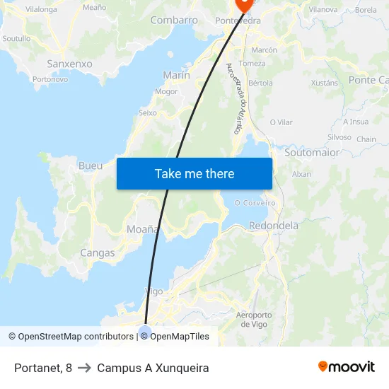 Portanet, 8 to Campus A Xunqueira map