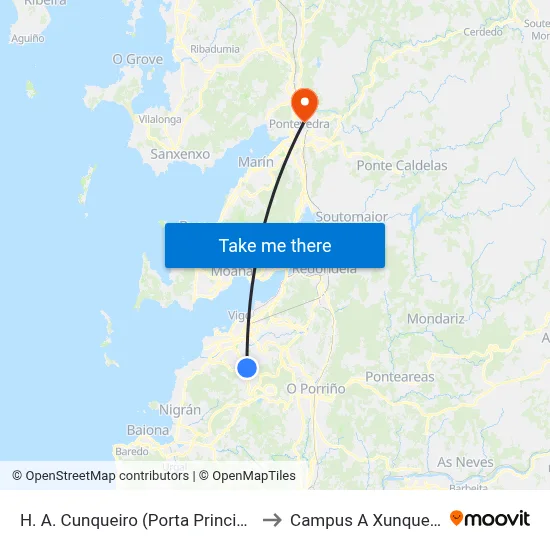 H. A. Cunqueiro (Porta Principal) to Campus A Xunqueira map