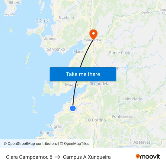 Clara Campoamor, 6 to Campus A Xunqueira map