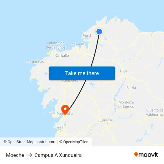 Moeche to Campus A Xunqueira map
